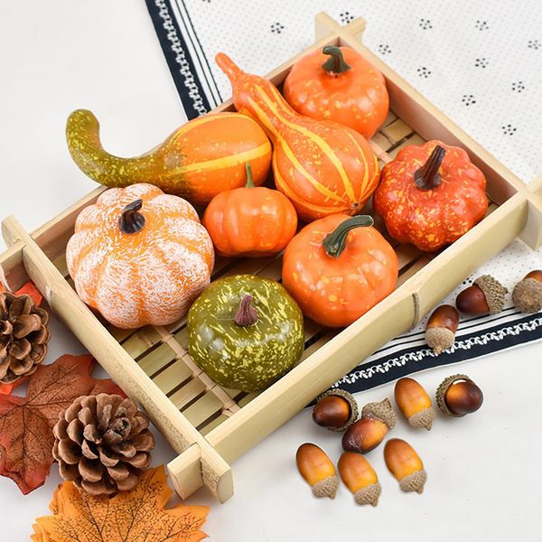 

50pcs decor props artificial mini pumpkin berries maple leaf diy craft for halloween party decoration