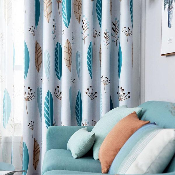 

nordic blackout curtains for living room printed leaf thick curtain window for bedroom kitchen blinds drape tulle and curtains