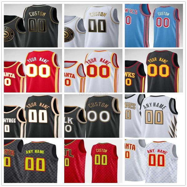 

custom printed trae 11 young bogdan 13 bogdanovic john 20 collins cam 22 reddish rajon 7 rondo men woman kids youth basketball jerseys, Black;red