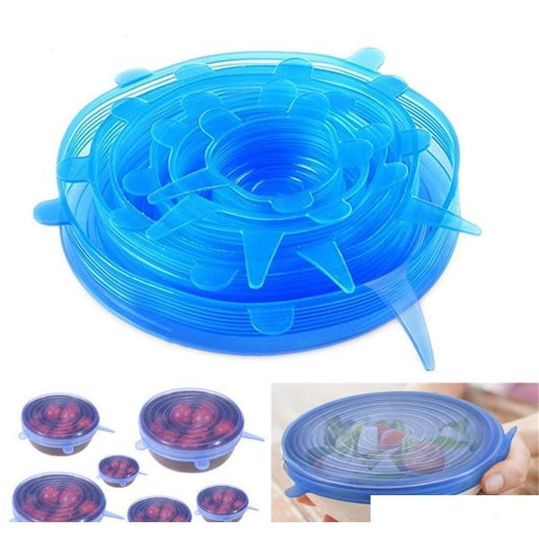

6pcs/set universal silicone suction lid-bowl pan cooking pot lid-silicon stretch lids silicone fruit cover pan spill lid ser cover qoiu