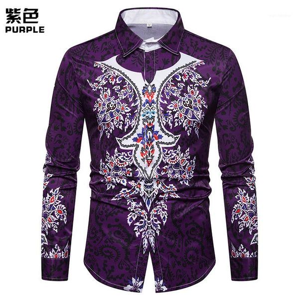 

men's shirt long sleeve 2018 new men's 3d printed shirt men'slapel long sleeve streetwear sleeves dress for men1, White;black