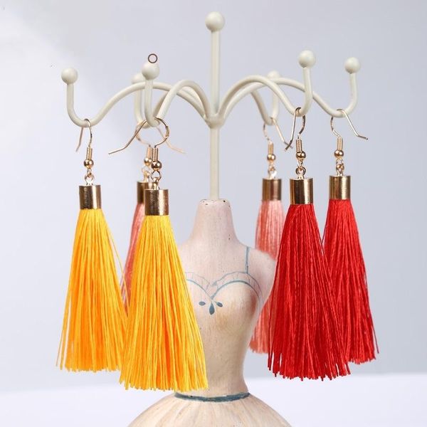 

2pair bohemia metal hat tassels earrings hanging ring tassel trim pendant diy craft jewelry earrings decor materials fringe trim h wmtozq