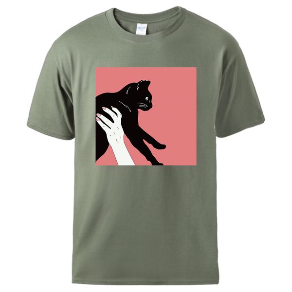 

funny black cat print summer short sleeve swear male causal loose pullover black workout hooded sweatshirt hoodie men t shirt