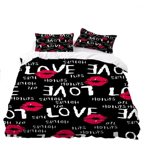 

bedding sets girls lips single double quilt cover home textiles 2/3 piece twin full  king size bed pillowcase1