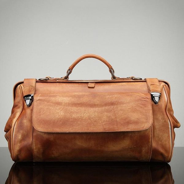 

custom genuine leather travel bag with full grain leather duffle handbags anti theft designer cowhide luggage bags