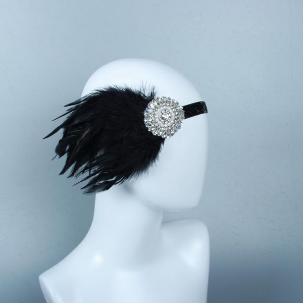 

1920s great gatsby rhinestone plumage hairband wedding church hair accessory, Slivery;golden
