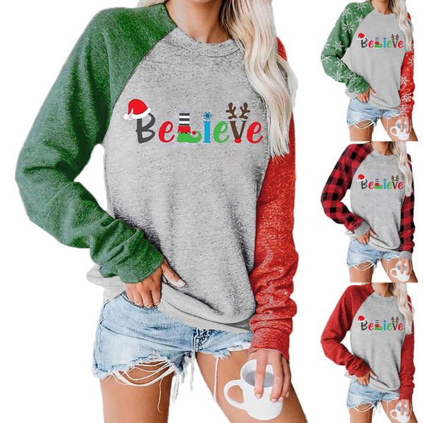 

women's christmas hat believe raglan carney long sve sweater, Black