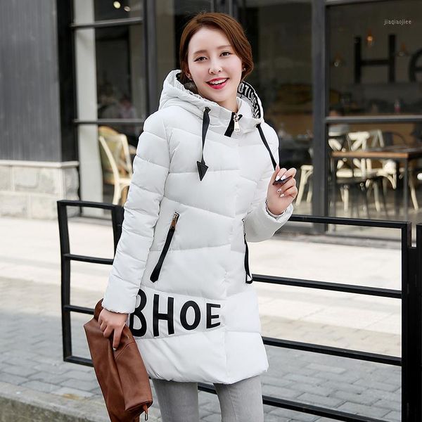 

nice letter pattern padded jacket short autumn winter wadded jacket women hooded coats female parkas with gloves overcoat1, Black