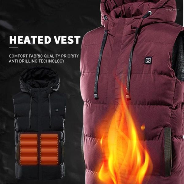 

outdoor t-shirts 7 areas heated vest men women hooded usb electric jacket heating waistcoat warm coat winter thermal clothing1, Gray;blue