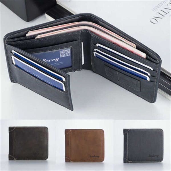 

men's pu leather billfold credit id card holder mini purse money clip inserts coin short foldable luxury business wallet, Red;black