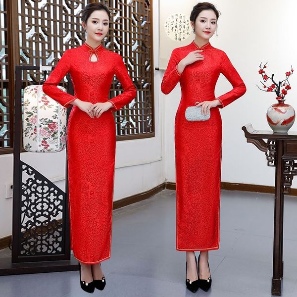 

wfllb skirt show red long style slim cheongsam skirt cheongsamnew red autumn long style autumn show slim new cheongsam a7f3g, Black;gray