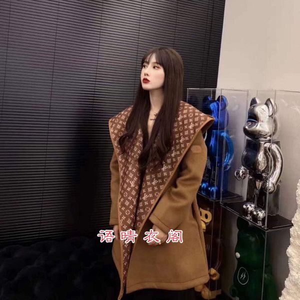 

the design of hooded woolen outerwear women's medium and long 2020 autumn/winter korean version of the style of loose slim body show th, Black;brown