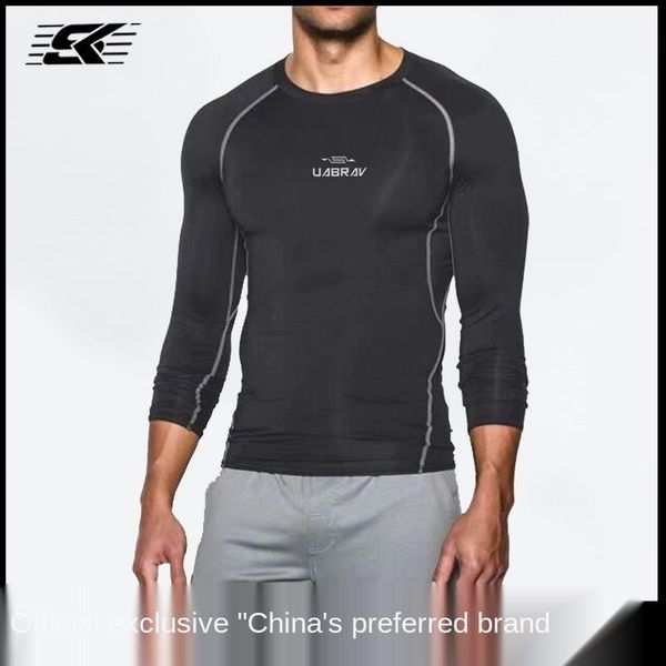 

new pro basketball sports tights long-sleeved quick-dry running fitness clothes men's outdoor quick-drying t-shirt, Gray;blue