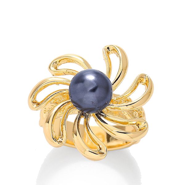 

rings of fashion alloy pearl gold metal ring designer jewelry micronesia kiribat hawaiian flower ring for women gifts hot, Silver