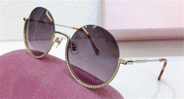 

new design woman sunglasses 69u round metal half frame inlaid with diamonds popular fashion style uv400 protective glasses quality, White;black