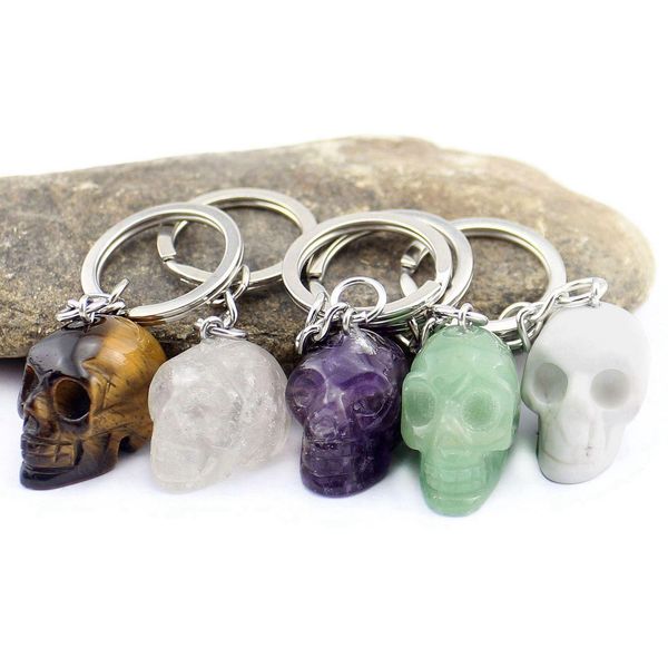 

natural colors chain jewelry skull ornament pure women skeleton pendant 5 crystal figurine key men key carving ring bbyps bdehome, Silver