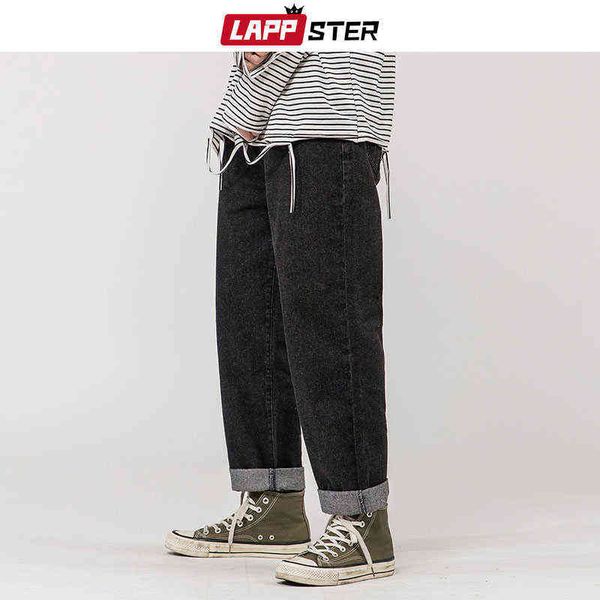 

lappster men korean fashions blue jeans 2022 harem pants mens japanese streetwear denim baggy wide leg loose plus size 5xl 0309