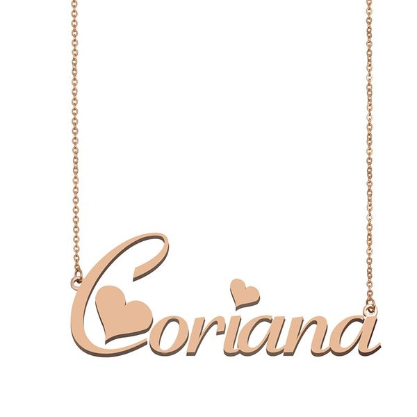 

coriana custom name necklace personalized pendant for men boys birthday gift friends jewelry 18k gold plated stainless steel, Silver