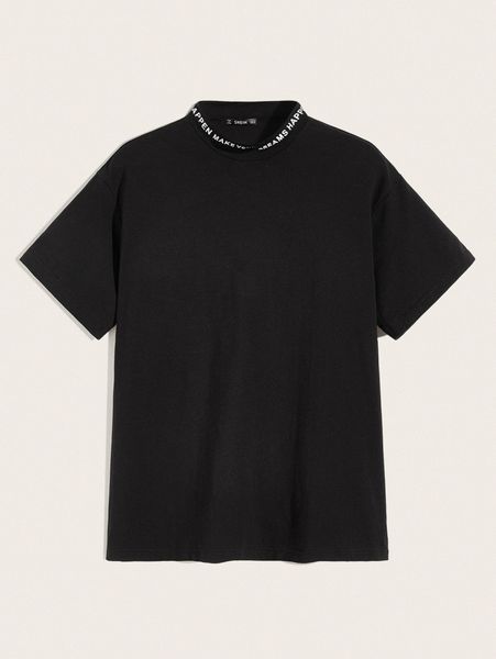 

men slogan mock-neck tee v9bn#, White;black