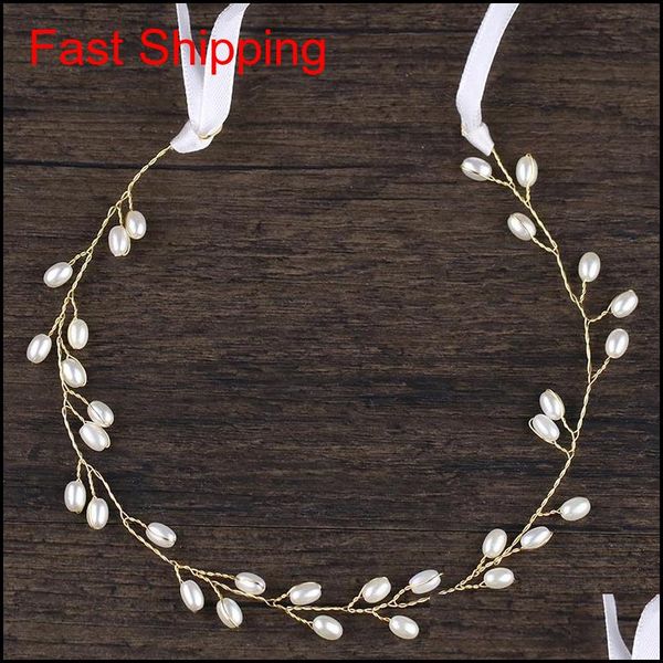 

vintage crystal pearl bridal headband with ribbon tiara bride headpiece hair jewelry women wedding hair accessories jl lmm6c j8edc ehq y2jsw, Black;brown