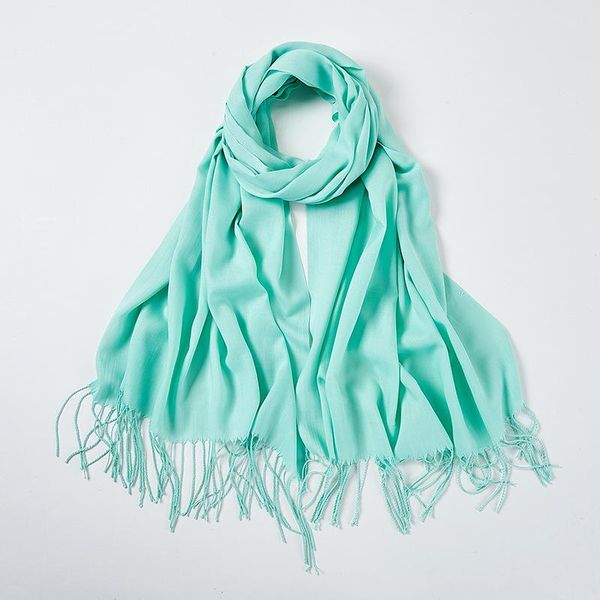 

Pure Color Faux Cashmere Scarf Women's Simple and Generous Tassels Plain Noodles Warm Shawl 90*180cm Multicolor Optional, Blue;gray
