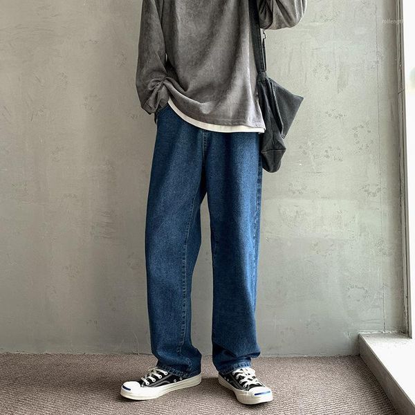 

2020 spring and autumn new youth popular solid color basic models simple jeans fashion casual mopping straight pants -2xl1, Blue