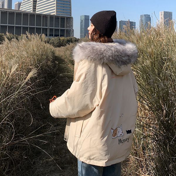 

2021 new oversized streetwear men casual winter new couple's coats hooded thicken parkas man clothing ucgg, Black