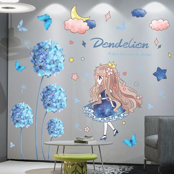 

wall stickers [shijuehezi] girl clouds stars diy flower plants decals for kids room baby bedroom kitchen house decoration