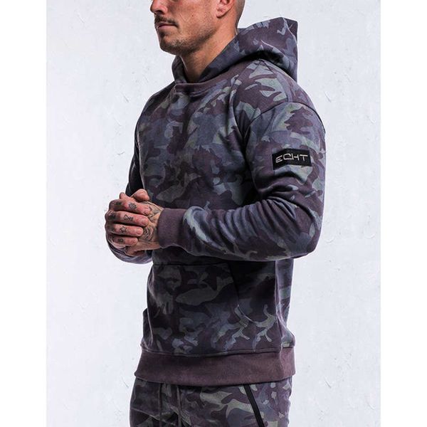 

fitness men's muscle dog brother camouflage leisure suit couple sports, Gray