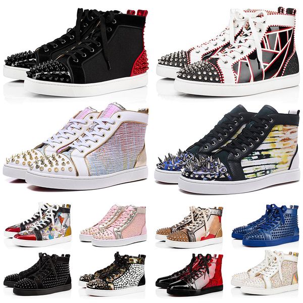 

men women designer red bottoms shoes designer platform sneakers all black junior studded spikes casual trainers size eur 35-47