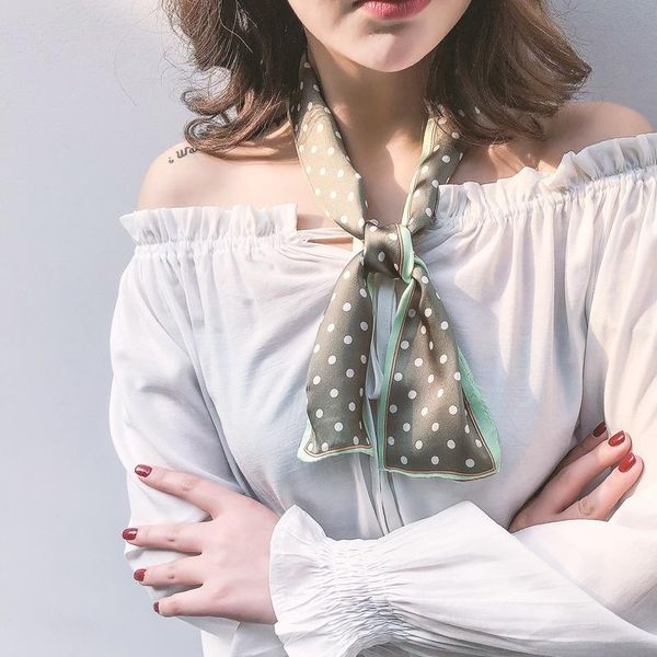 

fashion scarfs women silk scarf wraps elegant dot head scarf neck hair tie band, Blue;gray