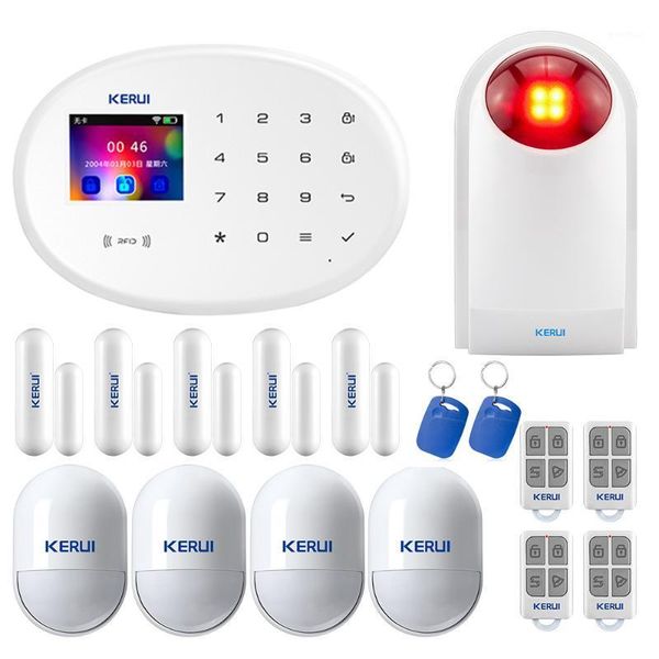 

alarm systems kerui w20 2.4-inch tft color screen wifi gsm home security system suit app control motion detector burglar alarme1