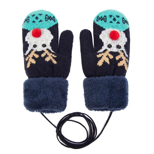 

five fingers gloves women knit winter warm mittens, Blue;gray