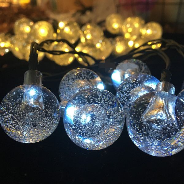 

solar outdoor ornaments lighting christmas tree decorations 30led lightings string garden holiday festival party decor crystal ball lamps 2