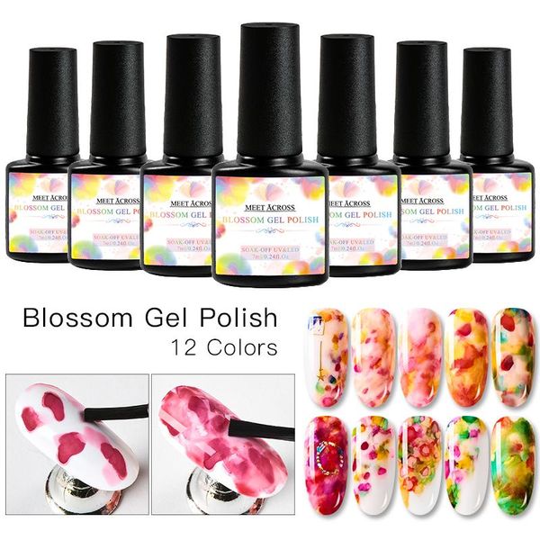 

nail gel meet across blossom art colorful polish blooming effect flower soak off uv, Red;pink