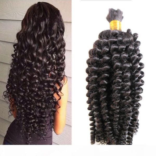 

mongolian kinky curly bulk hair 100g human braiding hair bulk no weft afro kinky curly bulk hair, Black