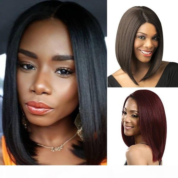 

no bad smell european and american fashion womens wig black short straight hair split wave head wig chemical fiber wig headgear wholesale tu