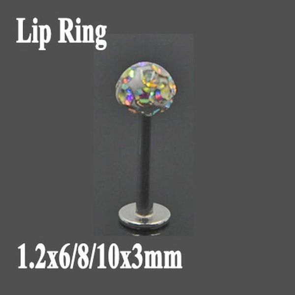 

1pc surgical steel labret lip stud ear cartilage tragus tongue barbell ring nipple ring with epoxy cz crystal ferido ball q sqcykk, Silver