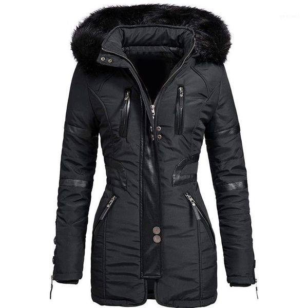 

women's down & parkas parka winter women windproof thick warm jackets cotton padded female hooded zipper coats womens black outwear d30