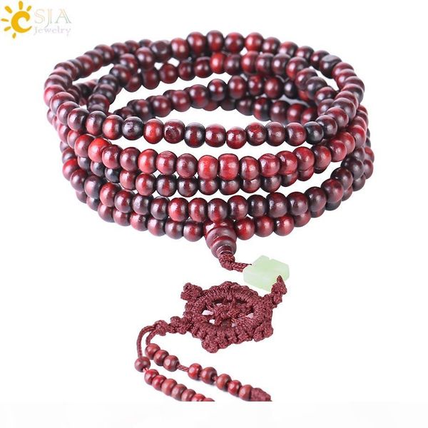 

csja 6mm natural wooden beads bracelet sandalwood buddhist buddha wood prayer bead mala men bracelets & bangles jewelry bijoux s069, Black