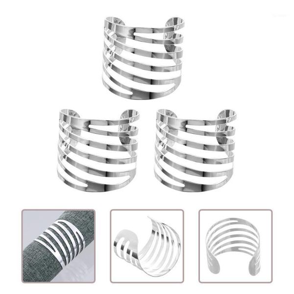 

3pcs delicate table napkin buckles hollow out l napkin rings (silver)1