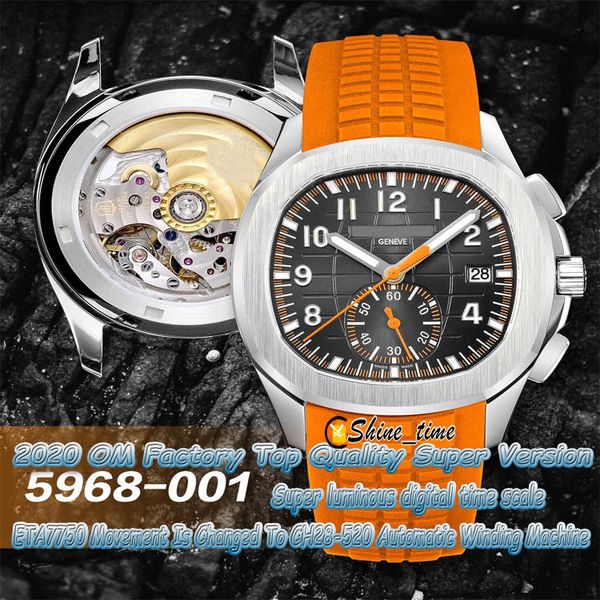 

new omf 5968a-001 black dial eta 7750 ch 28-520 chronograph automatic 5968 mens watch steel case sport super version watches, Slivery;brown