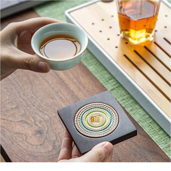 

ebony coaster solid wood kungfu tea set tea ceremony accessories insulation mat japanese style iron pot purple sand po bbyluu