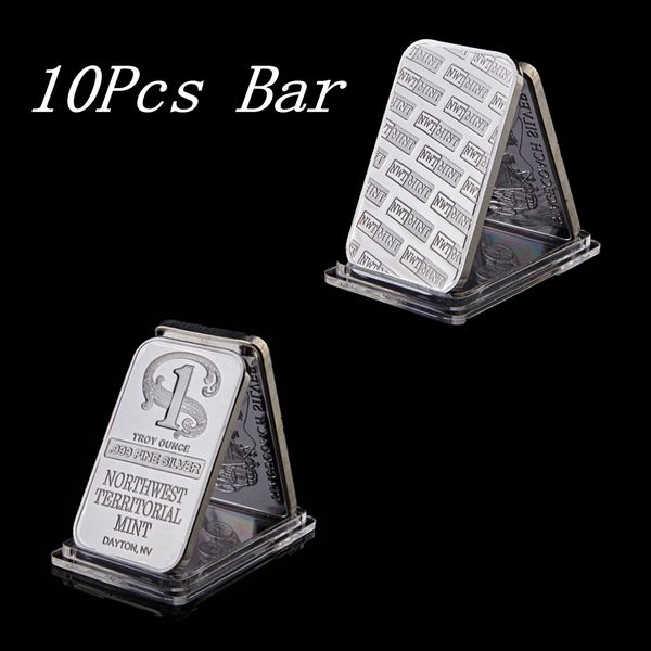 

10pcs arts and crafts magnetic 1oz real silver plated northwest number one bullion bar coin 50 x 28 mm vacuum plastic package 5 pcs a row ba