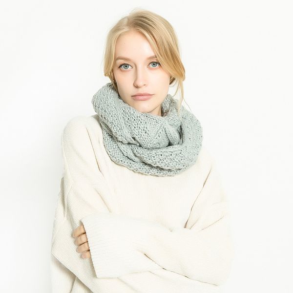 

korean version of wool scarf twist neck women korean autumn and winter wool scarf thickened student scarf neck batch, Blue;gray