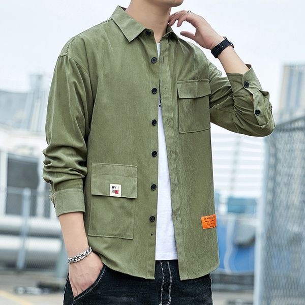 

2020 spring and autumn new men's long sleeve boutique work shirt casual coat, White;black