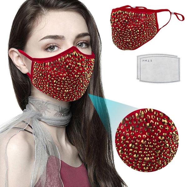 

блестящие побрякушки кристалл маска женщины маска для лица мода designadjust rhinestone mouthmask topmaskdecorationhealthy партия vip link б