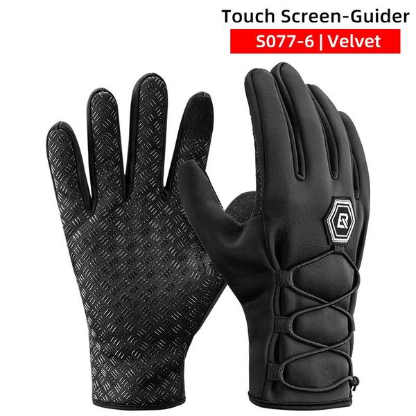 

rockbros winter cycling full finger gloves keep warm touch screen long finger motorcycle electric bicycle waterproof ski gloves wmtomg, Black