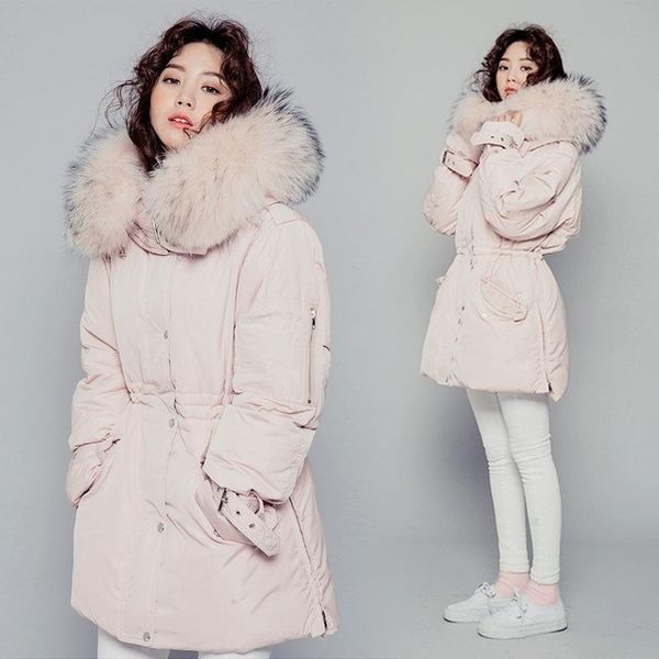 

winter fur raccon толстовка белая утка вниз пальто куртка женщин женщины новая сгущает теплый вниз пальто женские collect талии casual пальт, Black