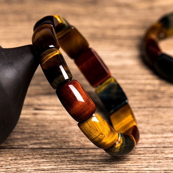 

звездный дождь натуральный кристалл браслет braceletbracelet ясный камень цвет тигр расположение желтый синий красный тигр глаз гвоздика фес, Golden;silver